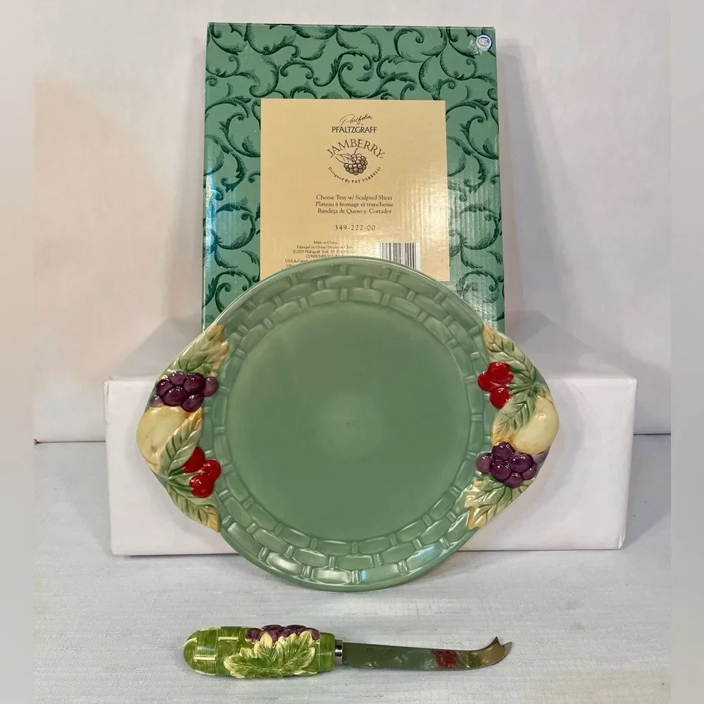Portfolio by Pfaltzgraff Jamberry Cheese Tray with Sculpted Slicer